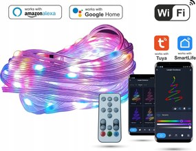 WiFi LED-es karácsonyfa fényfüzér 10m Tuya Music