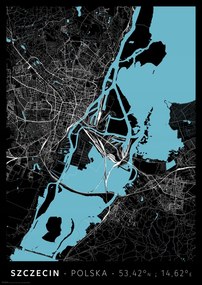 Szczecin Várostérkép poszter A3 29,7x42 cm