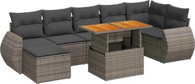 vidaXL 8 részes szürke polyrattan kerti ülőgarnitúra párnákkal
