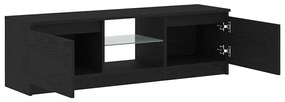 fekete tölgy szerelt fa TV-szekrény LED-ekkel 120x30x36 cm