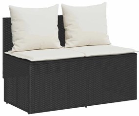 3 részes fekete polyrattan kerti étkezőgarnitúra párnákkal