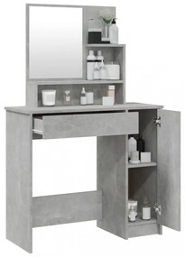 betonszürke fésülködőasztal tükörrel 86,5 x 35 x 136 cm