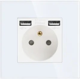 Szimpla Üveg Aljzat 2x Usb-a Kontakt 16A