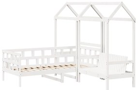 fehér tömör fenyőfa kanapéágyszett tetővel 80 x 200 cm