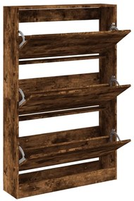 füstös tölgy színű szerelt fa cipőszekrény 80 x 21 x 125,5 cm