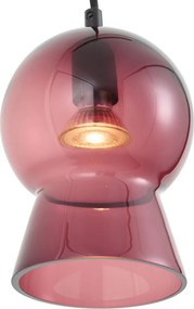 Retro függőlámpa fekete lila üveggel 1 fázisú sínrendszerhez - Iconic Bell