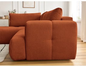 Téglavörös kinyitható-tárolóhelyes sarokkanapé (bal oldali-L alakú) Fuji – Bobochic Paris