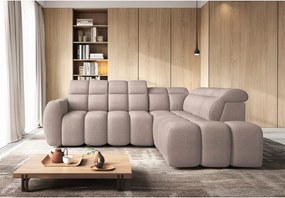 Világosbarna buklé kinyitható-tárolóhelyes sarokkanapé (jobb oldali-L alakú) Falconn – ELTAP