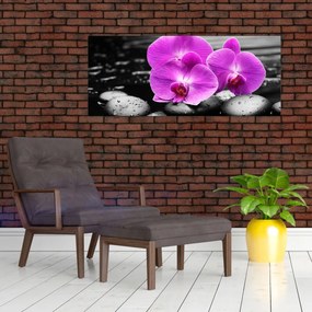 Kép - Lila orchideák (120x50 cm)