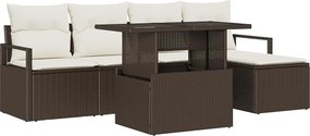 vidaXL Kerti Kanapé Szett párnával 6 pcs Barna és krémszínű