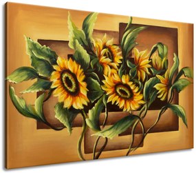 Gario Kézzel festett kép Napraforgók kompozíciója Méret: 120 x 80 cm