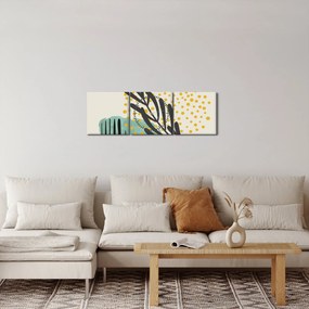 Kép - Absztrakt lapok N⁰3 (órával) (90x30 cm)