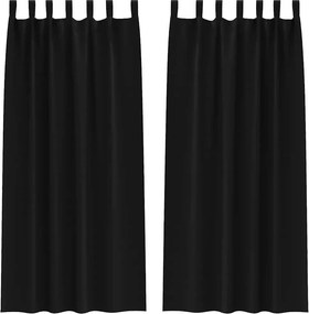 vidaXL Fekete Függöny Gyűrűkkel 2 pcs Fekete 225 x 140 cm Poliészter
