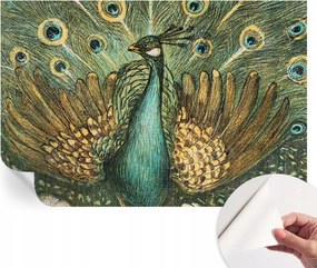 Öntapadós tapéta Divatos 3D fali ragasztóval Fenséges páva 104x70 cm