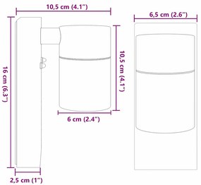 Kültéri Fali Lámpa Fekete 6.5 x 10.5 x 16 cm Rozsdamentes acél