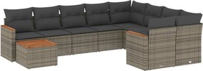 vidaXL 10 részes szürke polyrattan kerti ülőgarnitúra párnákkal
