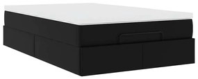 Ottomán ágykeret matraccal Fekete 120x190 cm műbőrrel