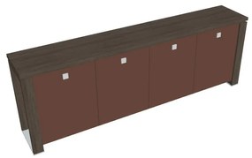 Verno+ alacsony szekrény 260 x 46 x 90 cm, üvegajtó, antracit tölgy / barna