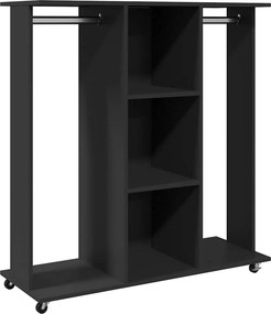 vidaXL fekete szerelt fa ruhásszekrény kerékkel 102 x 38 x 110 cm