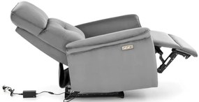 SEMIR szürke karosszék elektromos dönthető funkcióval / USB csatlakozóval