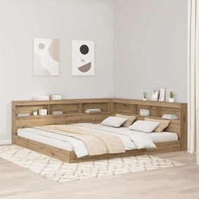 Tároló fejtámla polcokkal kézműves tölgy 180 cm Faanyag