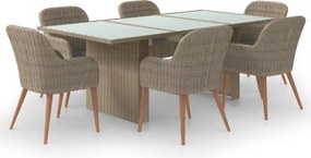 vidaXL 7 részes barna kültéri polyrattan étkezőgarnitúra