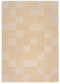 Bézs gyapjú szőnyeg 170x120 cm Checkerboard - Flair Rugs