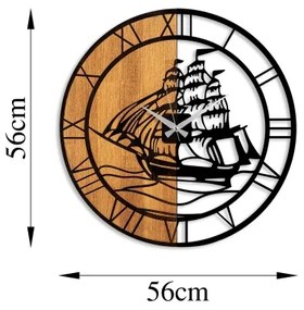 Fali óra 56 cm átmérő, 1xAA, fa/fém kivitel