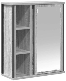 szürke sonoma fürdőszoba fali szekrény tükörrel 50x21x60 cm