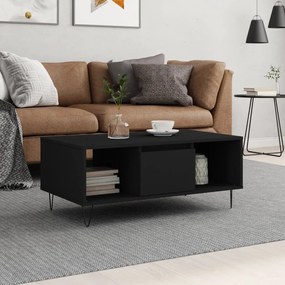 Fekete szerelt fa dohányzóasztal 90x50x36,5 cm