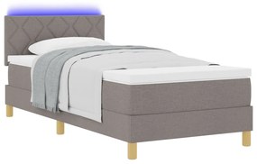 Box Spring Ágy Matraccal &amp; LED Taupe 90x200 cm Textil