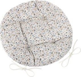 Bellatex EMA Virág kerek steppelt székpárnabézs-kék, 40 cm