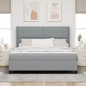 Boxspring Ágy Matraceval Világosszürke 180x200 cm Szövet