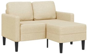 krémszínű anyagból 2 üléses kanapé L-alakú kanapéval 125 cm