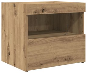 Éjjeli asztal LED lámpákkal Kézműves tölgy 50x40x45 cm