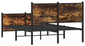 füstös tölgy színű fém ágykeret matrac nélkül 120 x 200 cm