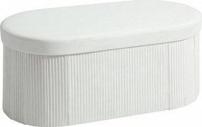 HOMCOM összecsukható tárolós pad 76 x 38 x 35 cm – bársonyhatású párnázott ülőke, tároló puff nappaliba, előszobába, hálóba, krémszínű | Aosom