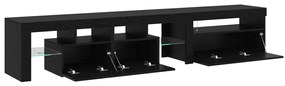 TV Szekrények 2 db LED Fénnyel Fekete Tölgy Mérnöki Fából