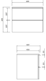 Cersanit - VIRGO akasztós szekrény a mosogató alatt pulttal 60cm, fehér-fekete, S522-019