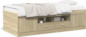 vidaXL sonoma tölgy kanapéágy fiókkal matrac nélkül 90x200 cm