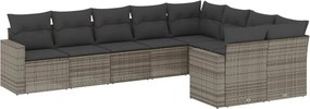 vidaXL 9 részes szürke polyrattan kerti ülőgarnitúra párnákkal