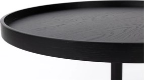 Fekete kerek dohányzóasztal tölgyfa dekoros asztallappal ø 70 cm Yuri L – White Label