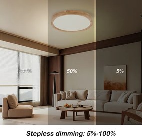 Brilagi - Dimmelhető LED lámpatest WOODROUND LED/30W/230V 3000-6000K átm. 40 cm+távirányító