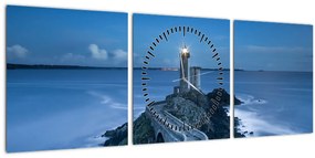 A világítótorony és a tenger képe (órával) (90x30 cm)
