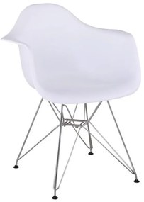 Fotel, műanyag fehér/króm, FEMAN 3 NEW