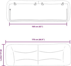sötétszürke szövet fejtámla párna Hvar 160 cm