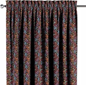 Csatornafüggöny frufruval 1 db 130x260cm fekete alapon színes virágok