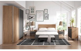 Fekete franciaágy tárolóhellyel és ágyráccsal 160x200 cm Malta - Marckeric