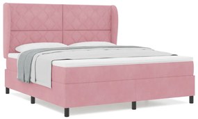 Boxspring Ágy Mattal Rózsaszín 180x200 cm Bársony