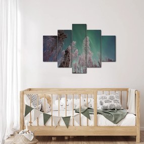 Az aurora borealis képe fagyos fák felett (150x105 cm)